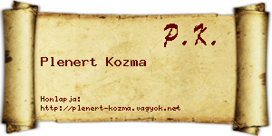 Plenert Kozma névjegykártya